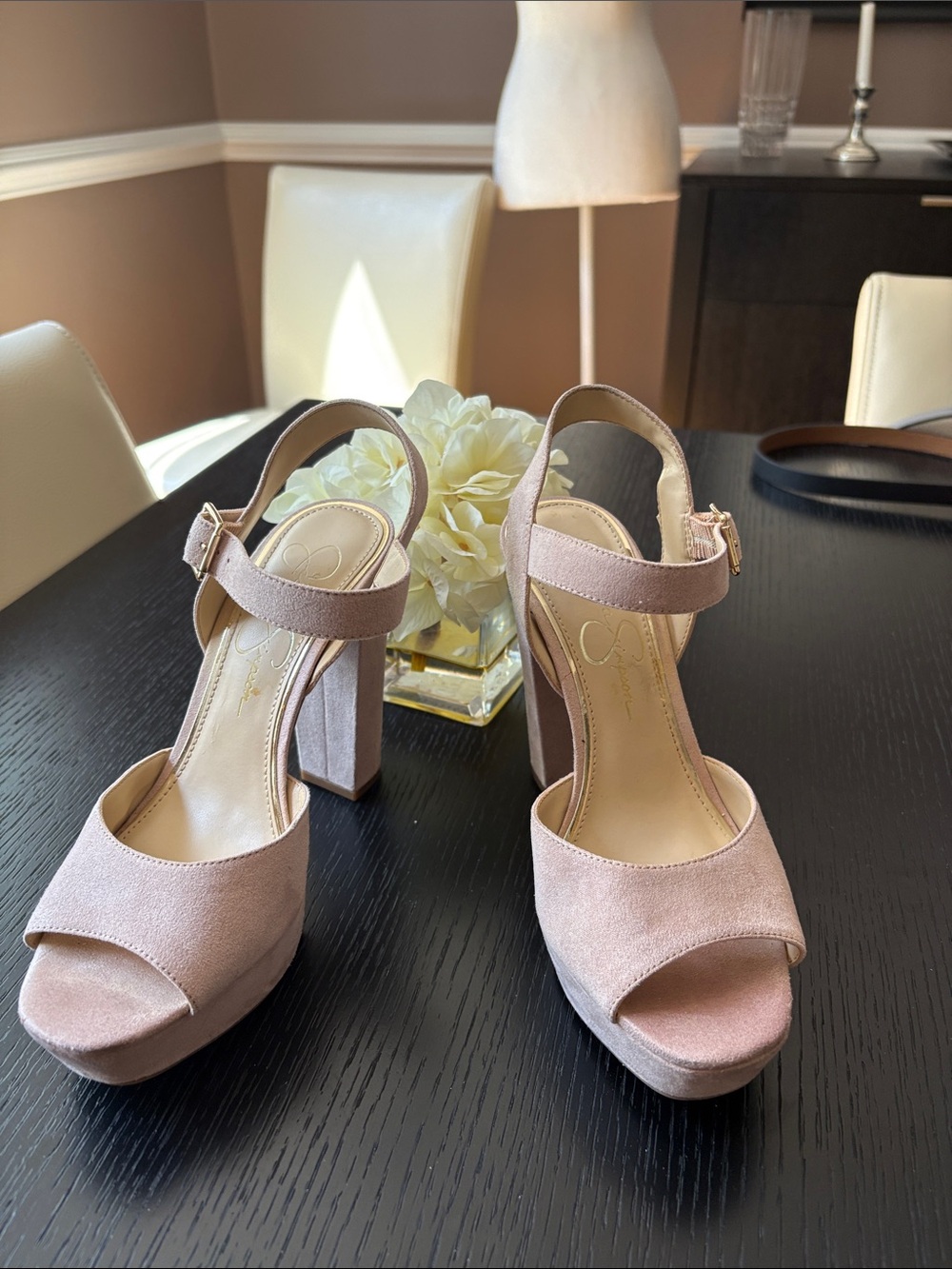 Women’s Blush Tan Suede Platform Block Heel Sandals